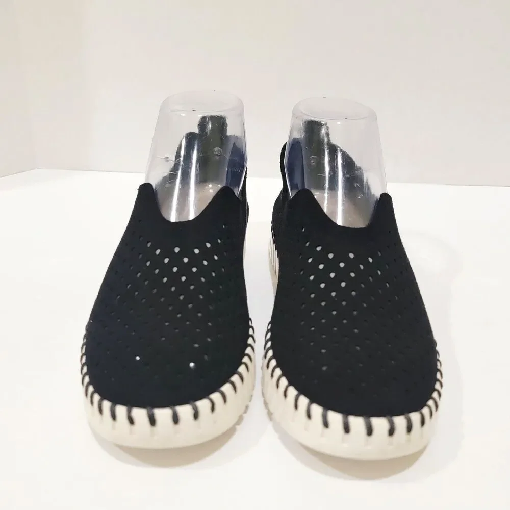 Ilse Jacobsen Tulip Slip On Shoes Womens Sz 36 US 6 Black White Perforated Flats